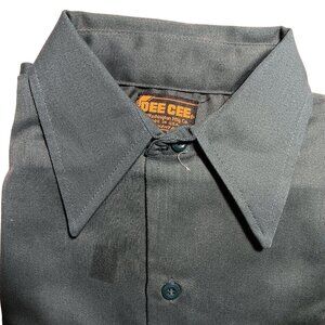 Vintage 1970s  WASHINGTON DEE CEE Work Shirt  SMALL 15 TALL LS GREEN